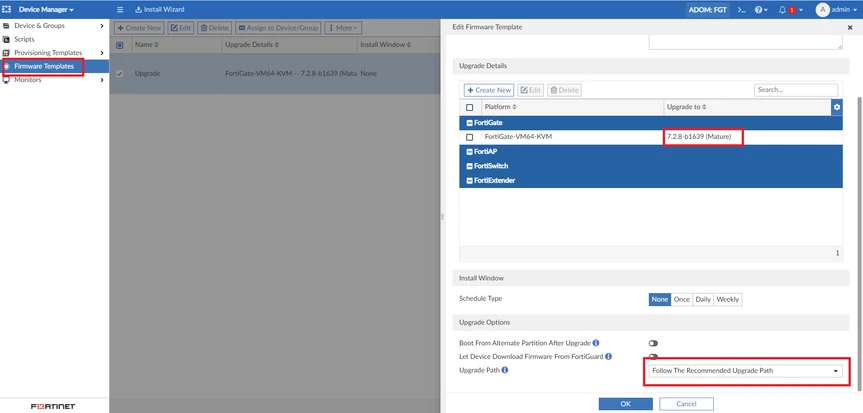 FortiGate Upgrade Path Planning Made Easy in FortiManager - Firmware Templates