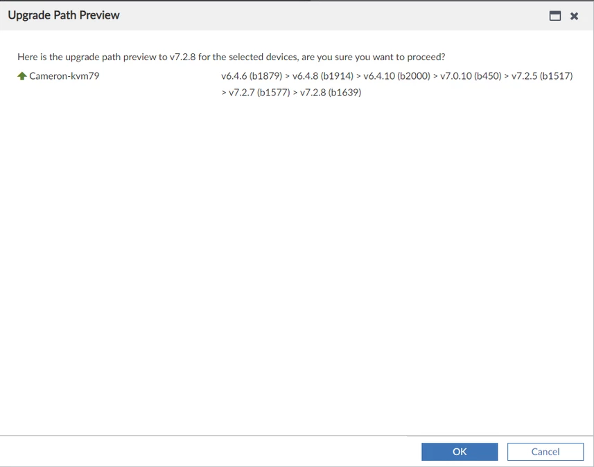 FortiGate Upgrade Path Planning Made Easy in FortiManager - updrade Path Preview