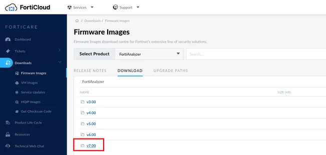 How to Find FortiAnalyzer Images on Support Portal - Firmware Images