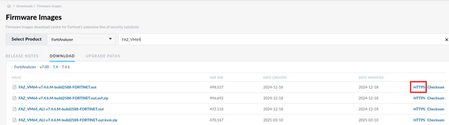 How to Find FortiAnalyzer Images on Support Portal - HTTPS option