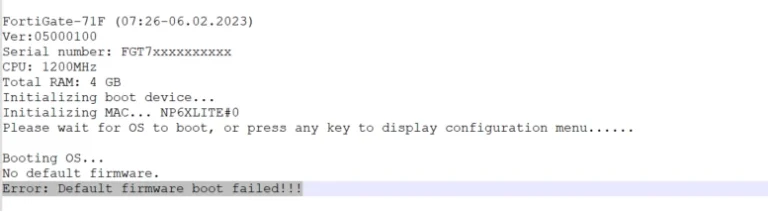 How to Load FortiGate Firmware via TFTP & BIOS - Default firmware boot failed!