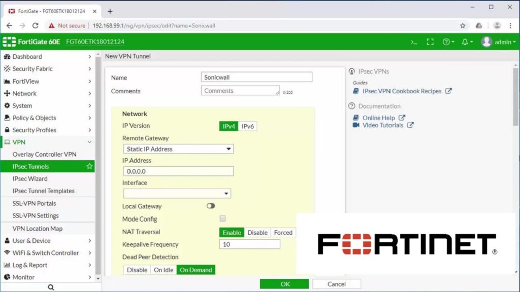 FortiGate IPsec VPN configuration interface
