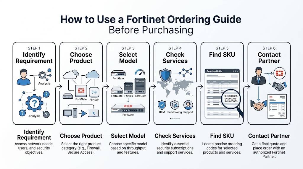 How to use Fortinet Ordering Guides to select products and SKUs