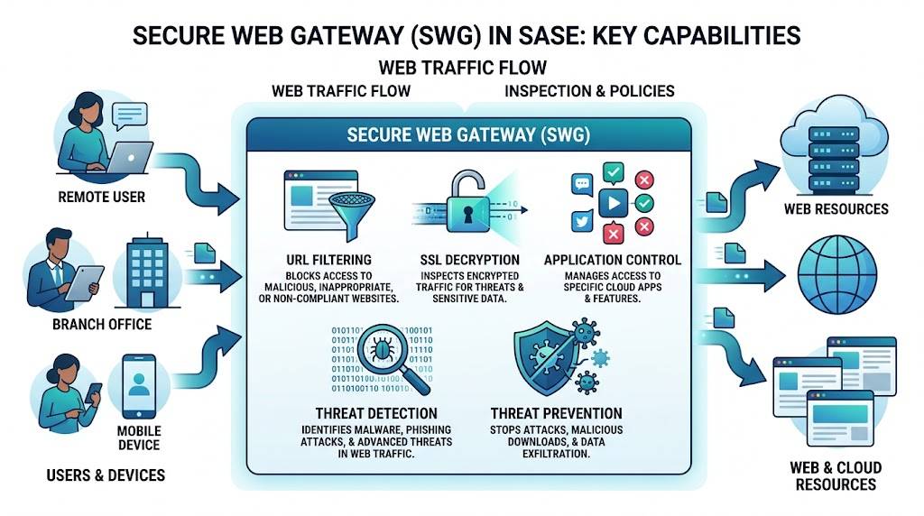 Diagram showing Secure Web Gateway key capabilities
