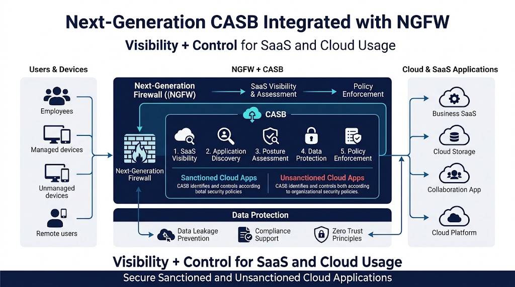 Next-generation CASB integrated with NGFW diagram