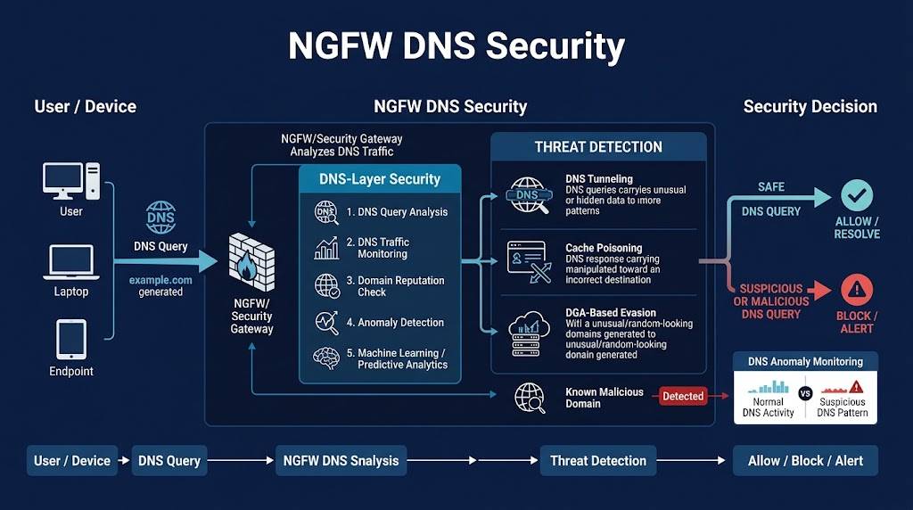 NGFW DNS security threat detection workflow