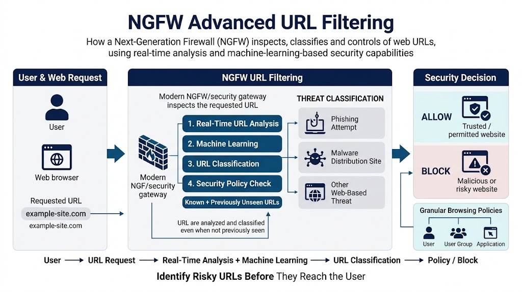 NGFW advanced URL filtering process flow diagram