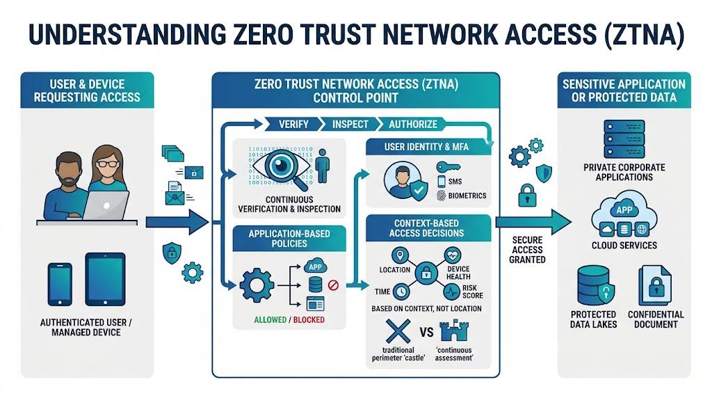 Zero Trust Network Access ZTNA architecture diagram