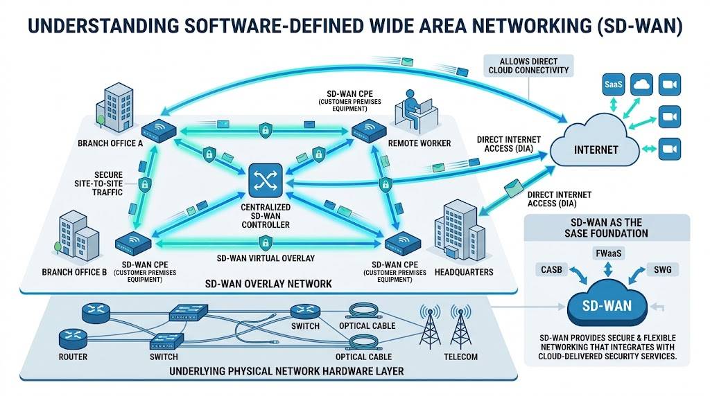 Software Defined Wide Area Networking SD-WAN diagram