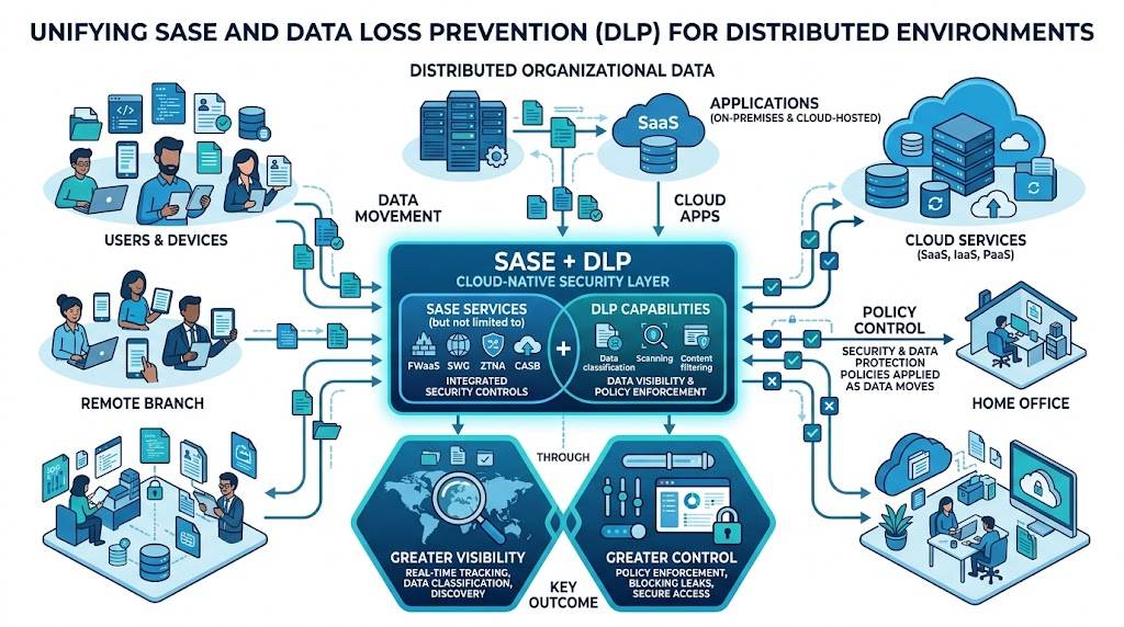 Infographic explaining SASE and Data Loss Prevention integration