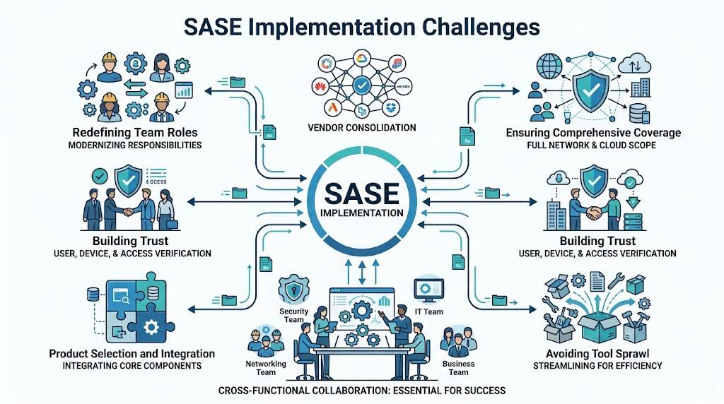 Infographic depicting common SASE implementation challenges