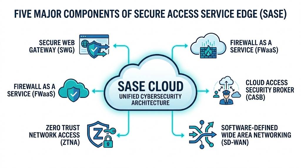 Five major components of SASE cloud architecture