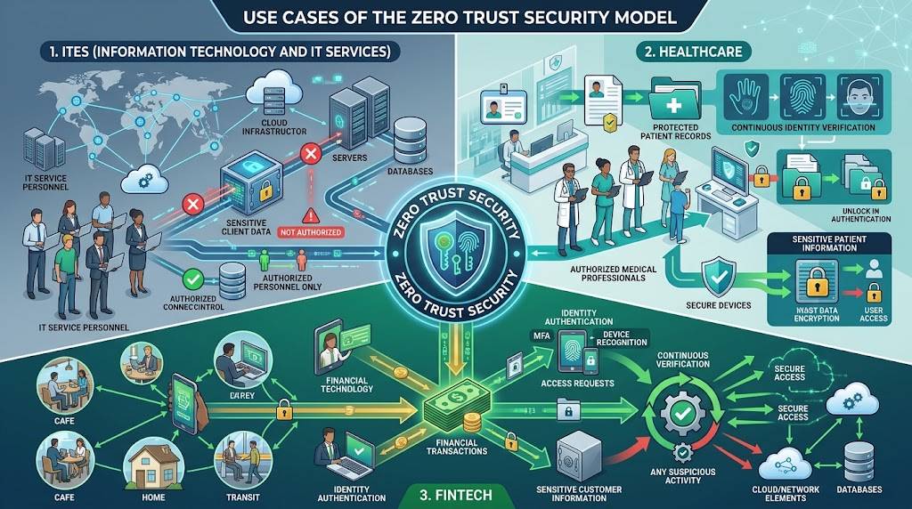 Infographic showing use cases of zero trust security